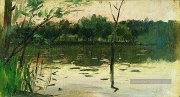 Rivières et ruisseaux œuvres - paysage avec le coucher du soleil rose Isaac Levitan fleuve